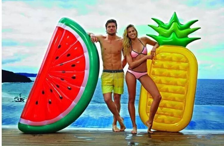 Opblaasbare watermeloen float row volwassen water mount opvouwbare relaxfauteuil ananas fruit float bed_voghion.com