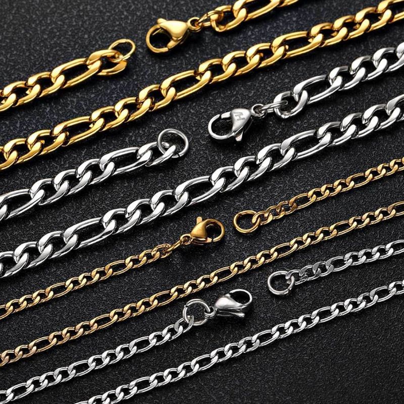 Stainless Multi-layer Steel NK Figaro Chain Layered Plated Simple Jewelry Men's Hip-hop Cuban Necklace_voghion.com