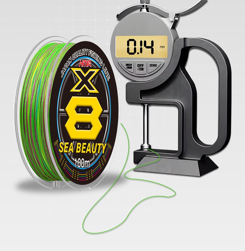 Lenza da lancio lunga per la pesca in mare, intrecciata in PE a 8 fili, resistente all'abrasione, 100_voghion.com