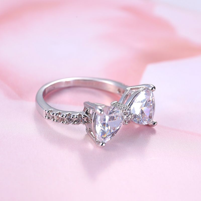 Anello da donna alla moda con fiocco, per gioielli creativi giapponesi e coreani, con zirconi bianchi super scintillanti e diamanti, dolce_voghion.com