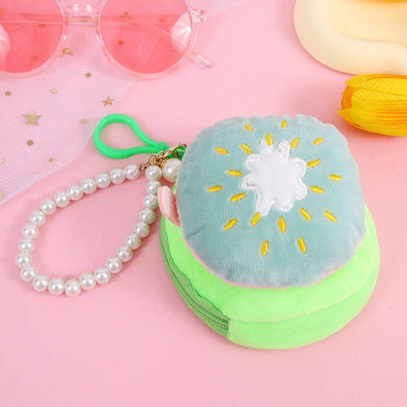 Cute Plush Beaded Chain Fruit Purse Coin Lipstick Bluetooth Earphone Data Cable Storage Bag_voghion.com