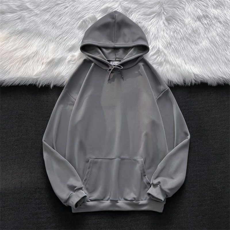 Neues einfarbiges Kapuzen-Sweatshirt für Herbst und Winter in Übergröße für Herren mit lockerer Passform im amerikanischen Stil, Fleecejacke für Studenten_voghion.com
