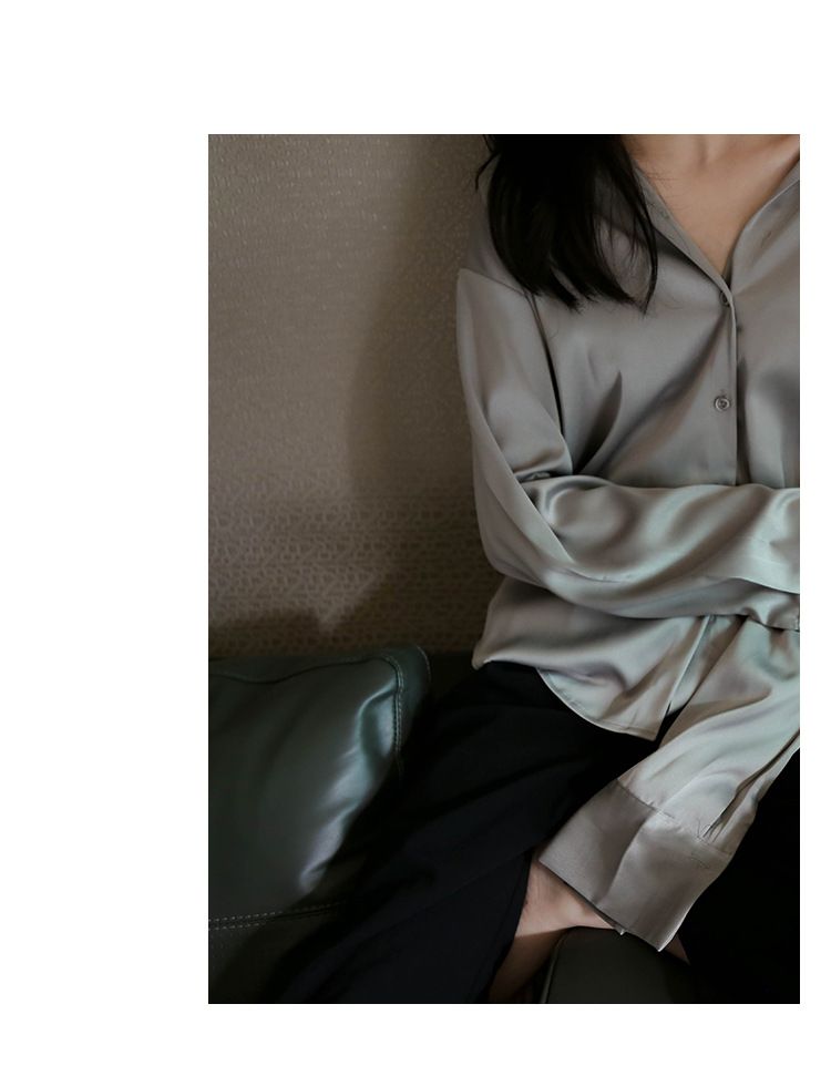 2025 Women's New Spring And Autumn White Shirt, Unique Design, Draped Top, Silk Satin Blouse_voghion.com
