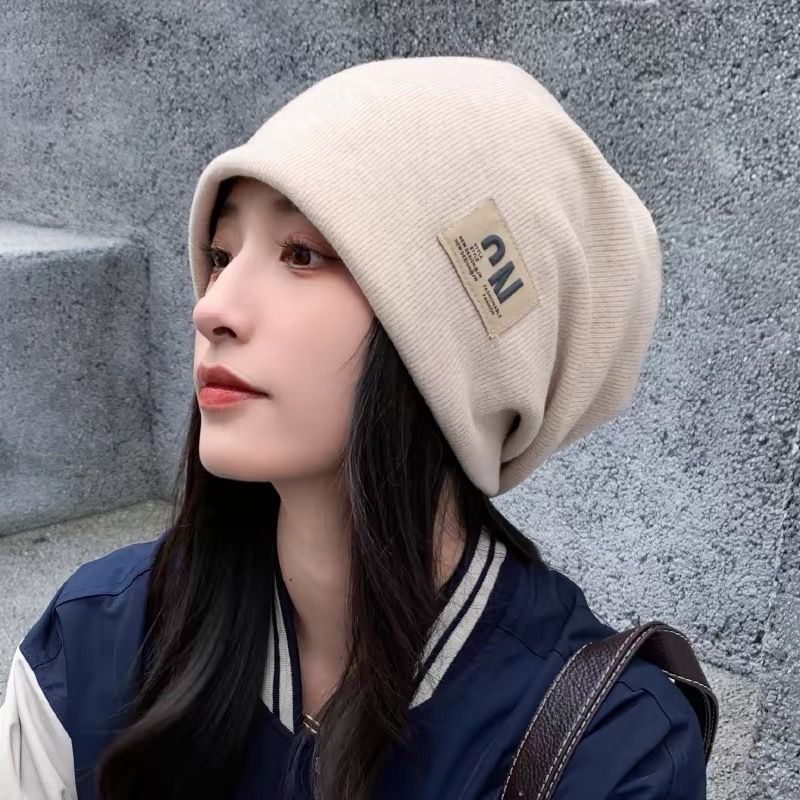 Slouchy für Damen, Herbst und Winter, winddichte Schwangerschaftsmütze nach der Geburt, gesichtsschlankmachende Kopfbedeckung aus gestrickter Wolle,_voghion.com