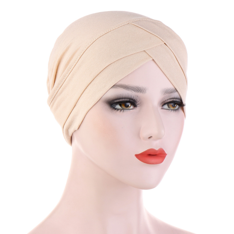 elastická tkanina mercerizovaná bavlna čelo kříž indický klobouk, který může skrýt vlasy turban klobouk se spodním dílem_voghion.com