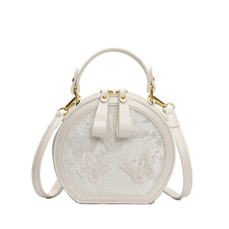 Borsa a tracolla rotonda da donna con tracolla singola, piccola, in stile cinese, con ricamo a farfalla_voghion.com
