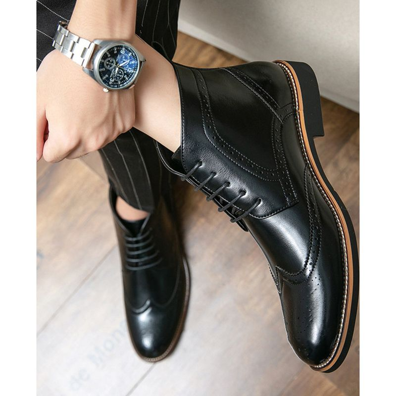 Chukka snörning för män mode ankelstövlar Casual Oxfords Skinnskor med vingspets Bekväma_voghion.com