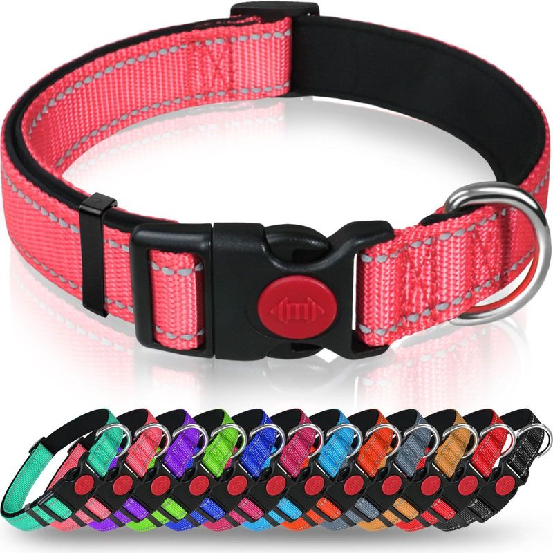 Coleira de nylon ajustável para animais de estimação, coleira refletiva para cães, suprimentos de segurança_voghion.com