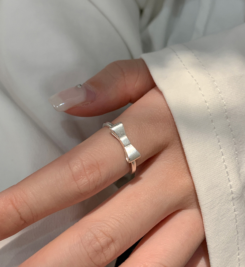 Sier VENUS Sterling Fashion Frosted Butterfly Ring Ladies Personality Simple Ring Jewelry Gift Wholesale_voghion.com