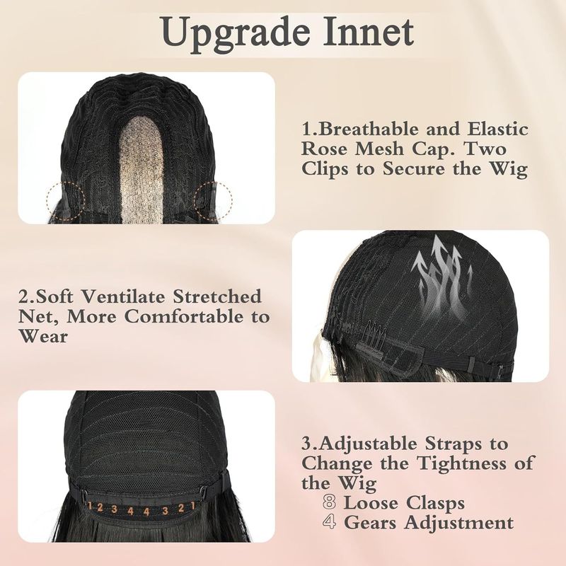 Synthetic Clip-in Ladies Small Lace Black Middle Parted Long Curly Hair Big Wave Chemical Fiber Headpiece Wig_voghion.com