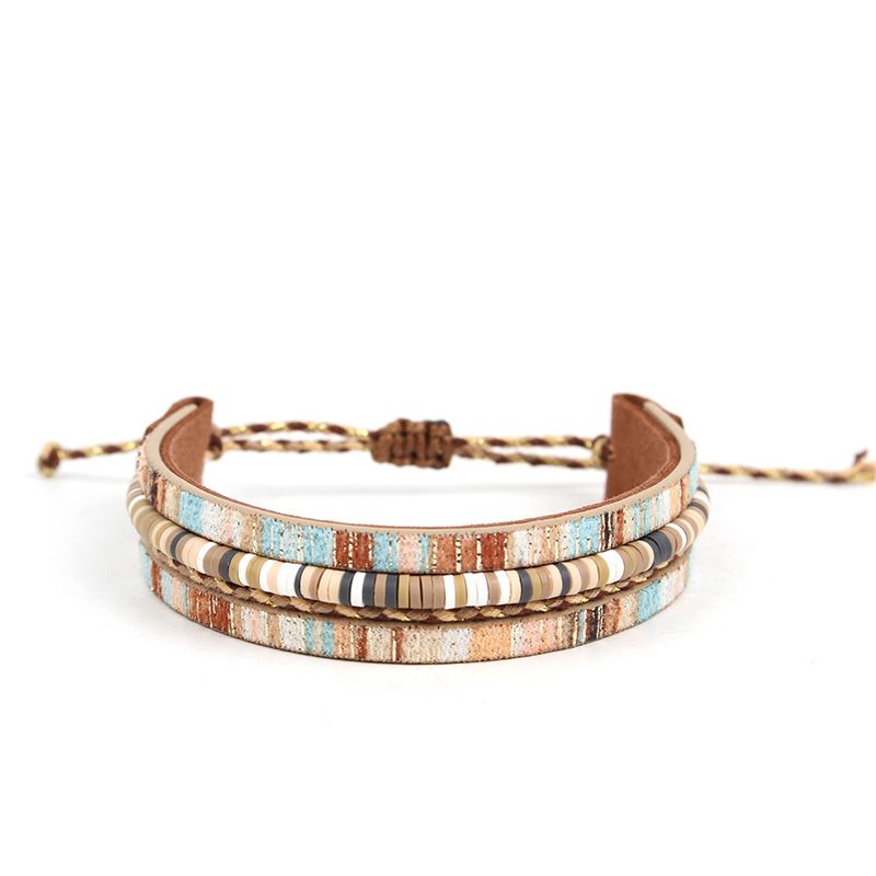 Bohemian Leather Cord Bracelet PU Adjustable Couple Wristband Jewelry Accessories_voghion.com