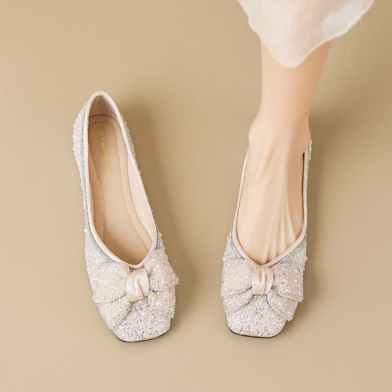 Spitz Strass Einzelnen Schuhe frauen Herbst Bogen Ein Pedal Fee Schuhe Große Größe_voghion.com