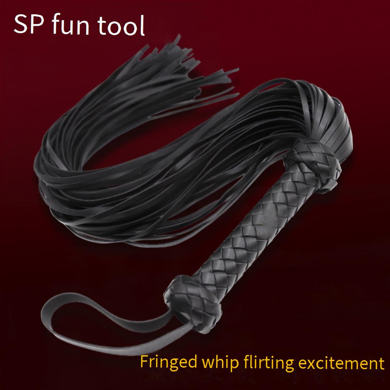 Prodotti sessuali Frusta Manico intrecciato PU Pelle Nero e Rosso Nappa Frusta Regina Frusta Accessori Frusta sciolta Flirtare_voghion.com