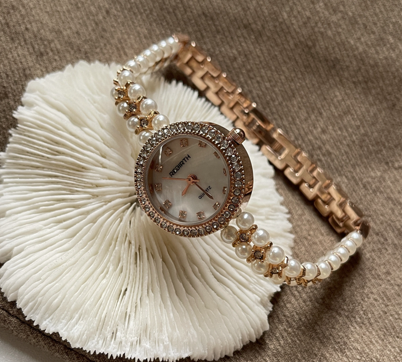 Orologi da donna con catena di perle, orologio con quadrante piccolo, orologio da donna di alta qualità, squisito, leggero, lussuoso, di alto valore, con quadrante in madreperla._voghion.com