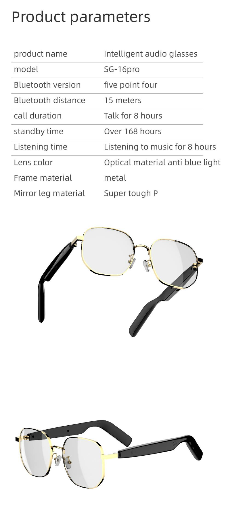 Bluetooth Audio Smart Glasses-Blue Glasses For Women And Men, Open Ear Sound With Mic & Speakers, Blue Light_voghion.com