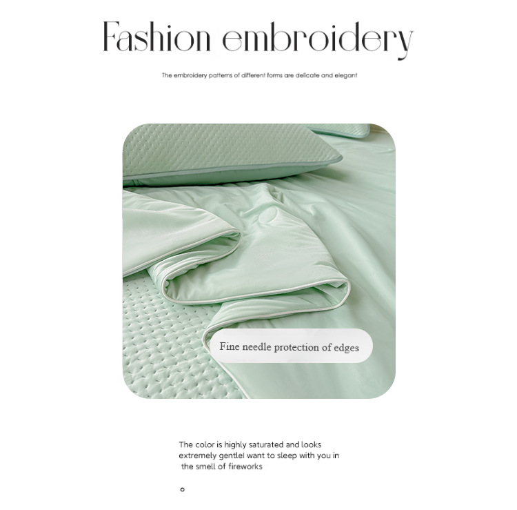 Class A Cooling Silk Comforter Set - Ice Silk Air Conditioning Blanket, Ultra Lightweight & Breathable, 4-Piece Summer Bedding Set For Dormitory_voghion.com