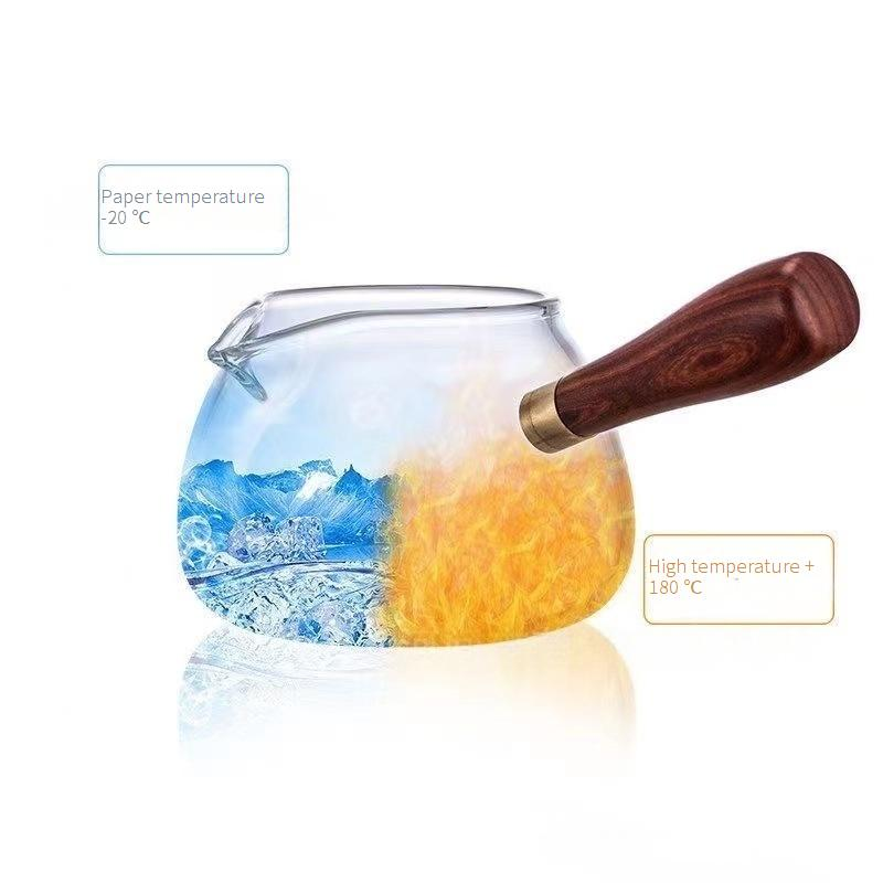 Heat-Resistant Glass Tea Pitcher With Wooden Handle - Borosilicate Gongfu Tea Cup Optional 304 Stainless Steel Strainer Minimalist Side Handle Teapot_voghion.com