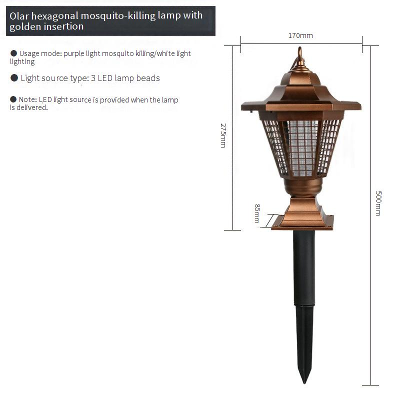 Lampada solare antizanzare, lampada antizanzare esagonale per esterni con luce LED, impermeabile e ricaricabile per giardino, patio, campeggio_voghion.com
