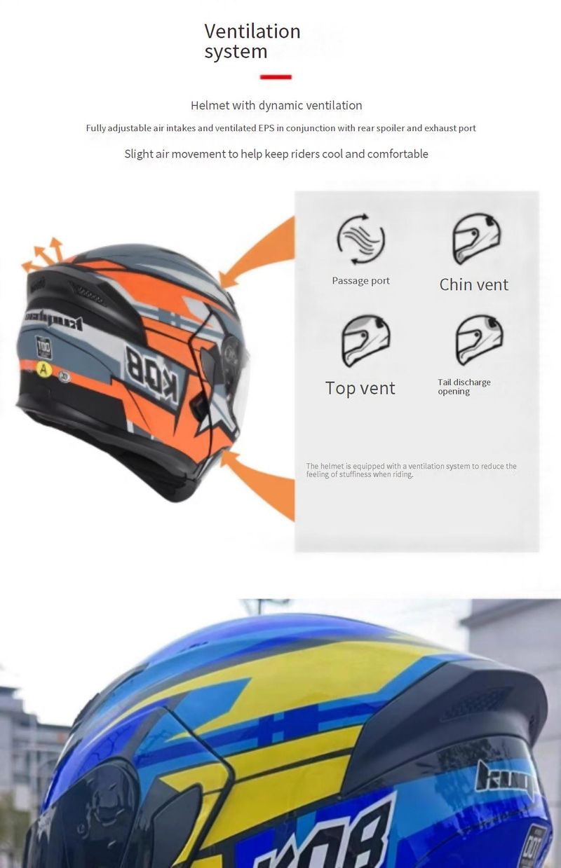 Kuqibao Modularer Motorradhelm mit Doppelvisier und K20 Bluetooth, langer Akkulaufzeit, 3C-zertifiziertem Integralhelm für Männer und Frauen_voghion.com