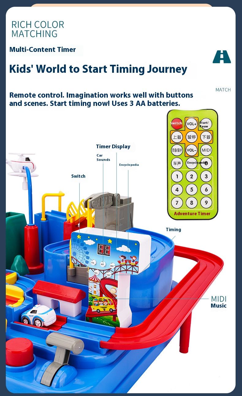 Interactive Car Adventure Track Set – DIY Parking Garage & Train Tracks For Kids, Brain Development Toy (Boys & Girls, Educational Gift)_voghion.com