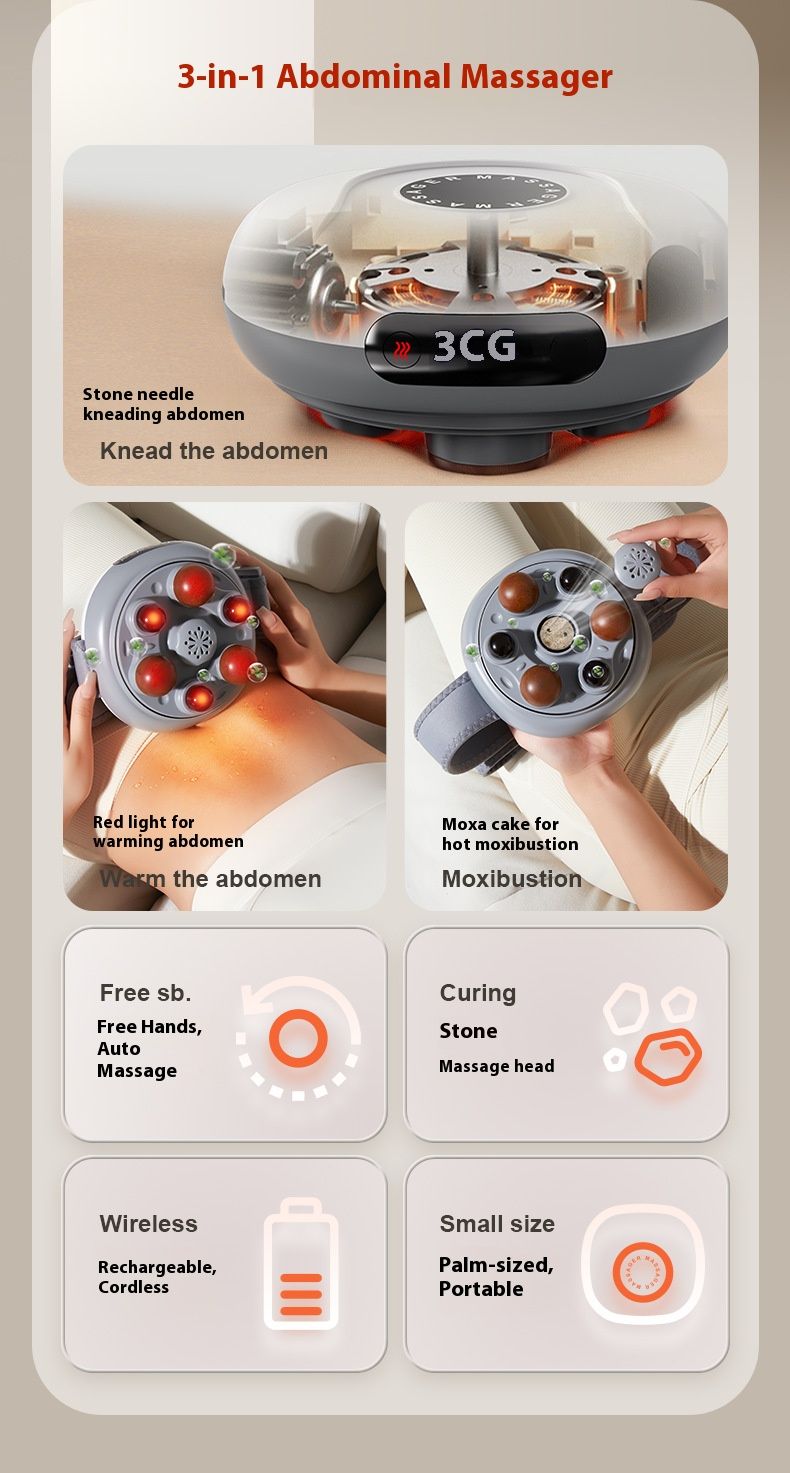 Ceinture de massage abdominale Bian Stone - Chauffage et vibration automatiques pour la digestion, la relaxation et l'amincissement_voghion.com