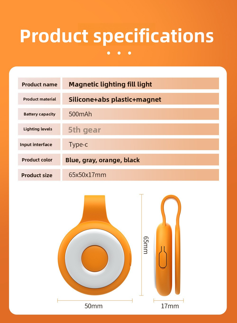 Magnetische Handyleuchte für Selfies, Rückspiegel für Selfies, Fotohilfsmittel, tragbarer Aufnahmeclip, Nachtsichtleuchte, Blitzlicht_voghion.com