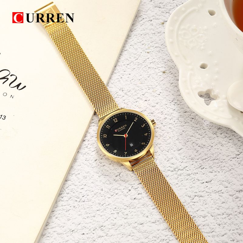 Women's Slim Waterproof Quartz Watch With Date Display, Mesh Strap, Round Dial, Casual Fashion Timepiece Waterproof Watch Ultra Thin Calendar Quartz_voghion.com