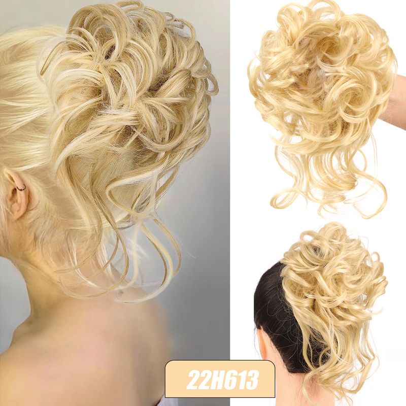 Extension per capelli Parrucca Anello per capelli Testa a sfera Alta temperatura Seta Soffice e disordinato Barba lunga Chignon a sfera 25 cm_voghion.com