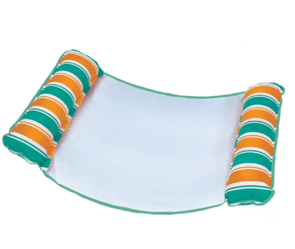 Aqua-Leisure 4-in-1 Monterey Hammock Pool Float, Teal/Orange Stripe, 250 Lb Capacity_voghion.com