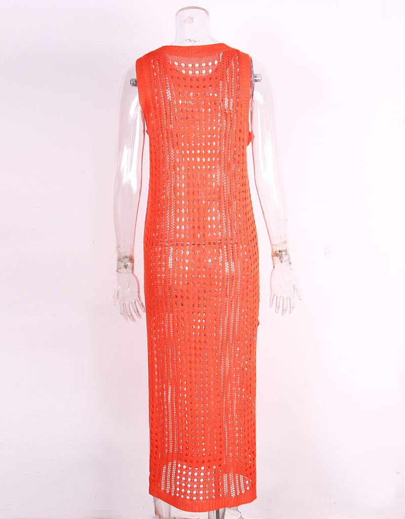 Női hosszú, bő, egyszínű, üreges kötött felső_voghion.com