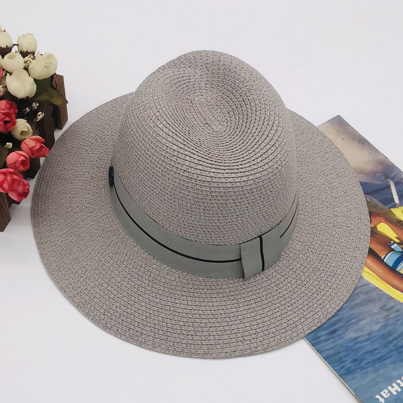 Cappello da sole da donna primaverile ed estivo pieghevole Cappello Panama British cappello di paglia con protezione solare Cappello da spiaggia_voghion.com