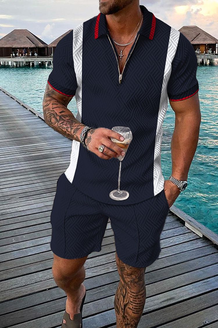 Polo da uomo 3D con stampa a catena | Completo a maniche corte slim fit_voghion.com