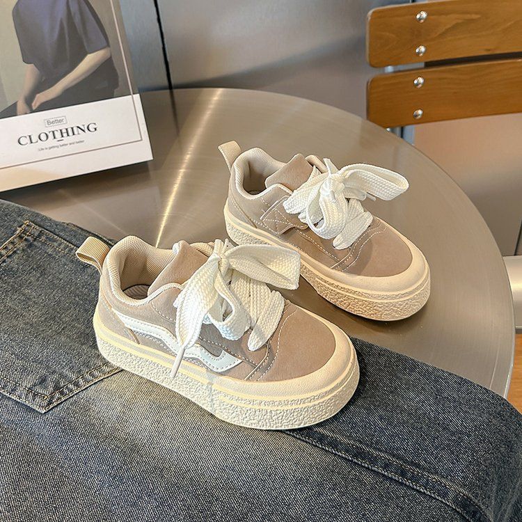 Scarpe da ginnastica basse in tela con lacci e suola morbida per bambine, primavera 2025, nuove scarpe casual per bambini di medie e grandi dimensioni, tendenza moda_voghion.com