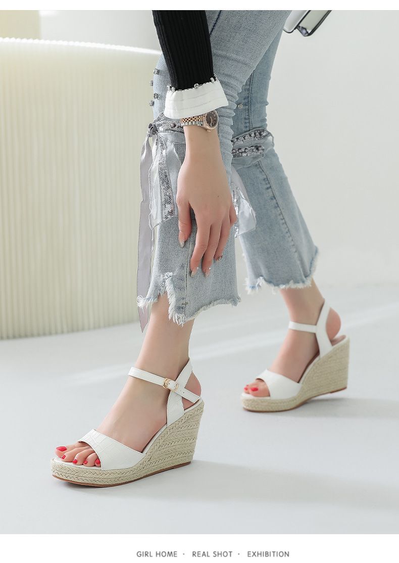 Γυναικεία Παπούτσια Νέα Καλοκαιρινά Ψηλοτάκουνα Σανδάλια με Χοντρό Τακούνι και Σόλα για Γυναικεία Παπούτσια με Ψάθινο Σχοινί και Σόλα σε Μεγάλο Μέγεθος_voghion.com