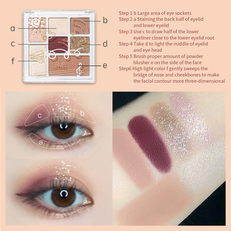 Palette de fard à paupières Rose de sept couleurs, nacrée, mate, scintillante, couleur terre brillante pour les yeux_voghion.com