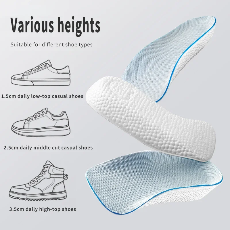 Höhe Erhöhen Männer Frauen Schuhe Flache Füße Arch Support Orthopädische Einlegesohlen Turnschuhe Ferse Lift Memory Foam Weiche Schuh Pads_voghion.com