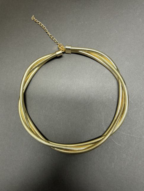 Collier minimaliste en os de serpent – Collier ras du cou élégant en métal superposé en forme de U pour femme, couleurs or/argent/mixtes_voghion.com