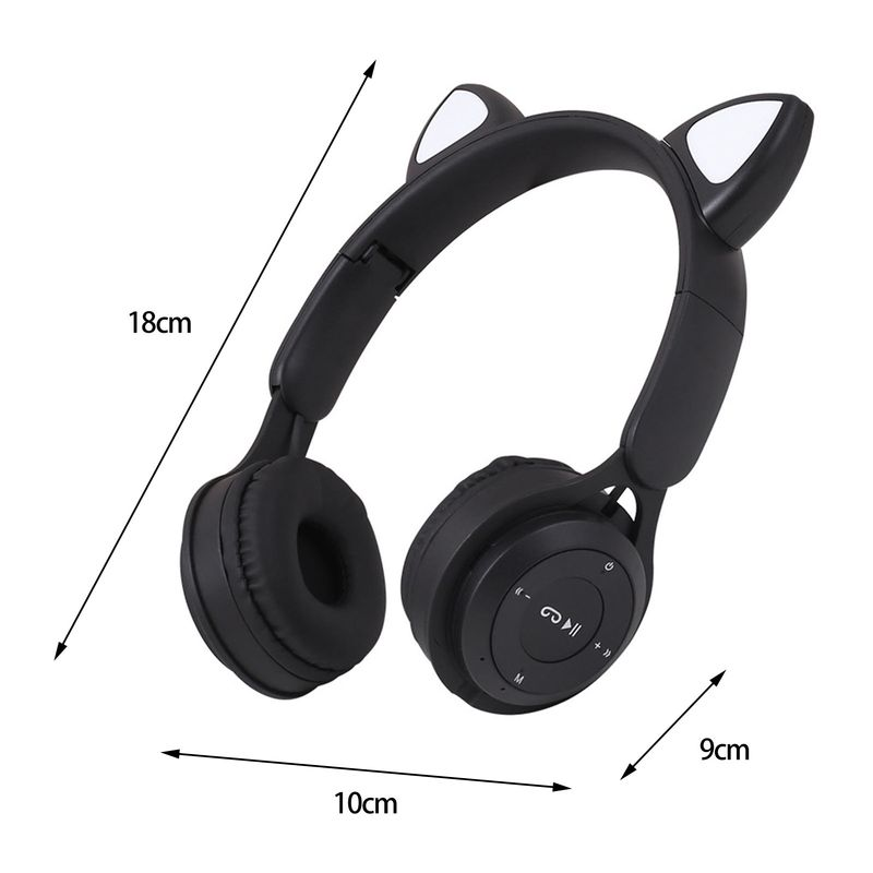 MZ08 Headphone Bluetooth 5.0 Reduction Heavy Bass Foldable Storage Cute Cat with Gradient Light Wireless Headset Office_voghion.com