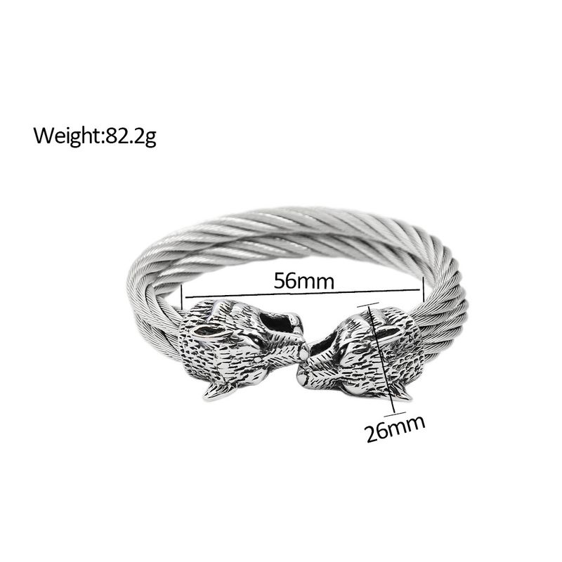 Bracciale da uomo Viking Myth in acciaio al titanio con apertura solida e regolabile in acciaio inossidabile a doppio strato_voghion.com
