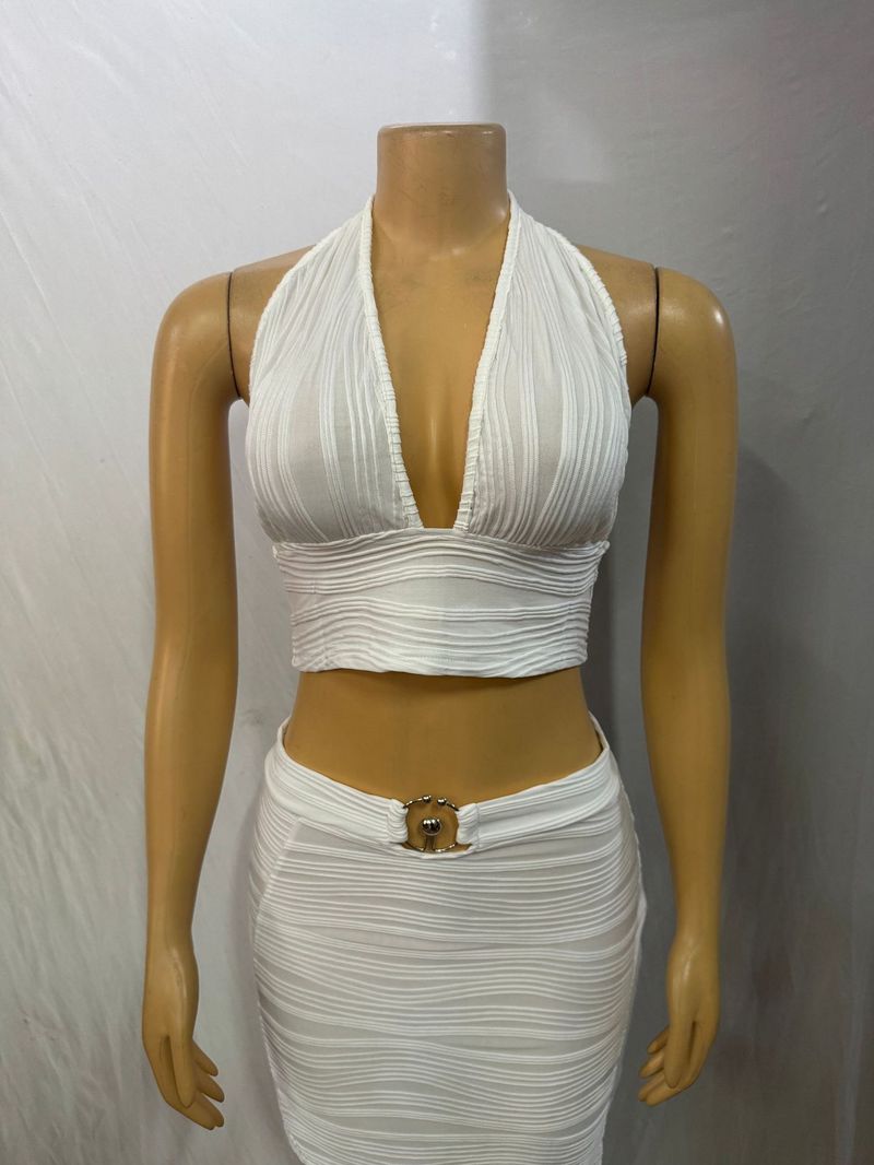 Set de fuste cu șolduri neregulate, cu guler atârnat, culoare solidă, nou pentru femei_voghion.com