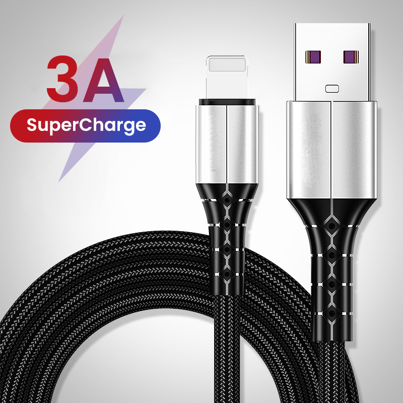 3A Schnelllade-USB-Datenkabel 0,3/1/1,5 m USB A auf 8-poliges Kabel für iPhone-Ladegerät Nylongeflochtenes Kabel für iPh_voghion.com