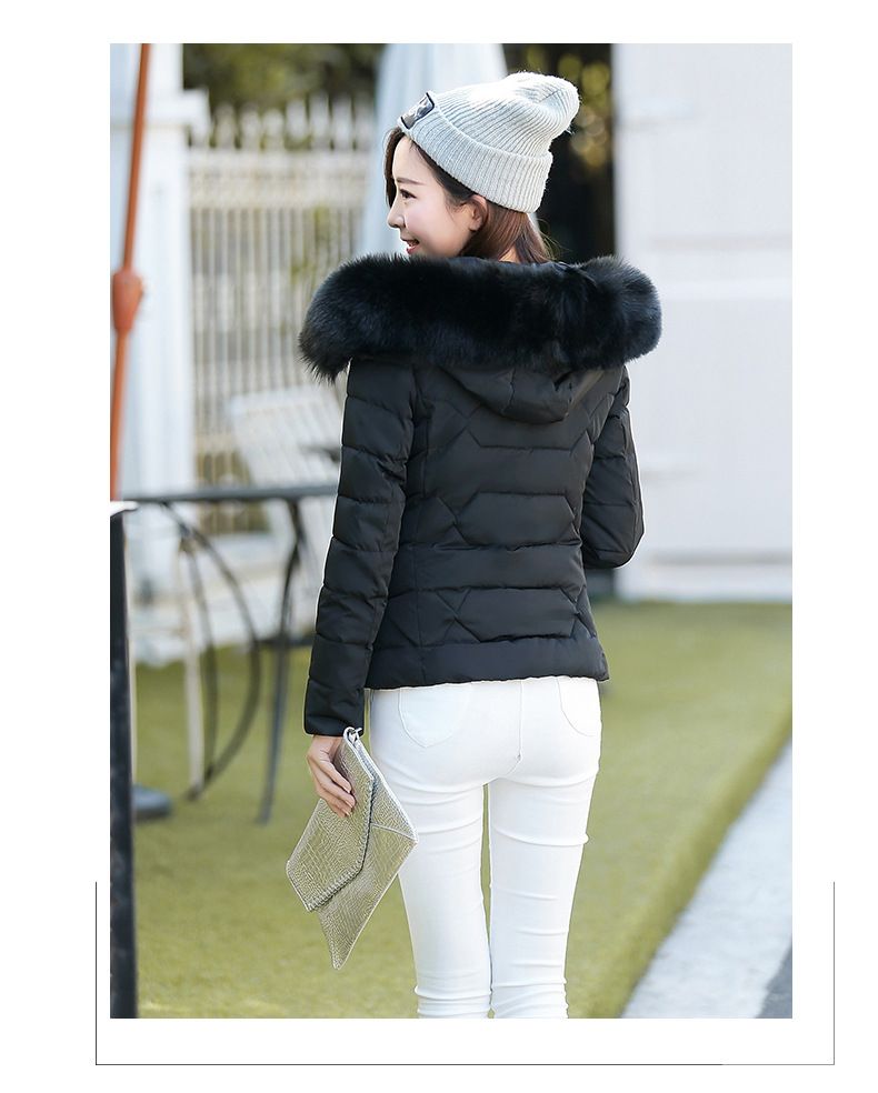 Women's Winter Short Puffer Jacket With Faux Fur Hood, Slim Fit Quilted Coat In 5 Colors (M-XXXL) – Sweet & Warm Korean Style_voghion.com