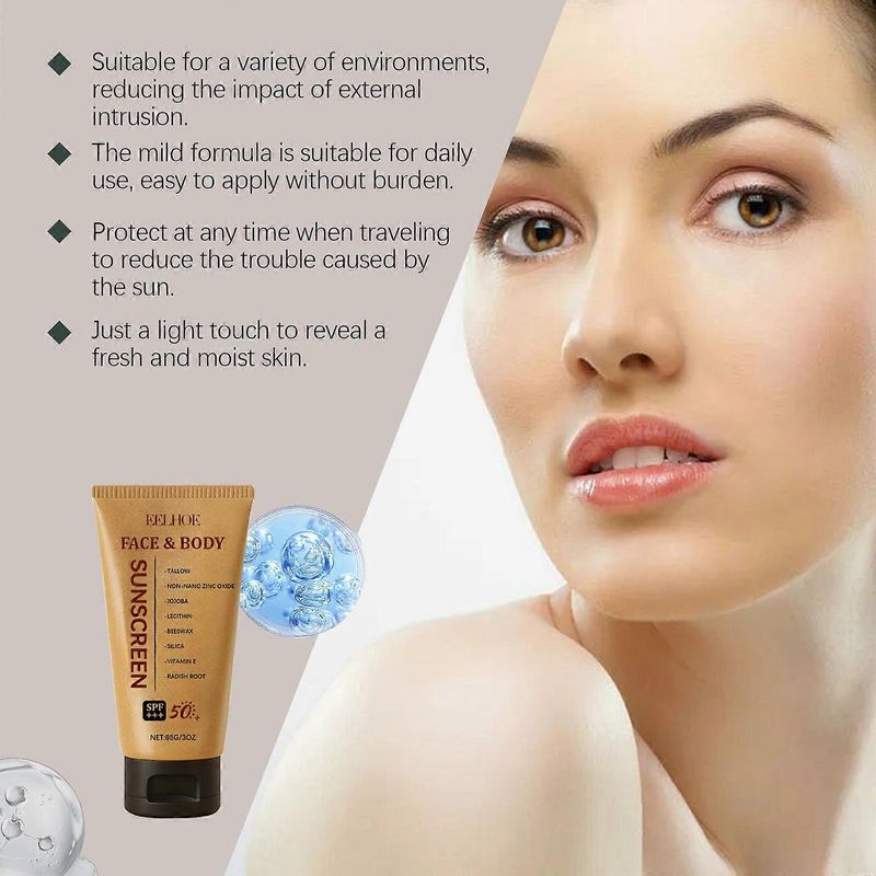 2x Tallow Sun Cream Spf50 Anti UV Protection Nature Organic Moisturizing Skin Care Isolation Sunscreen Cream For Face And Body_voghion.com