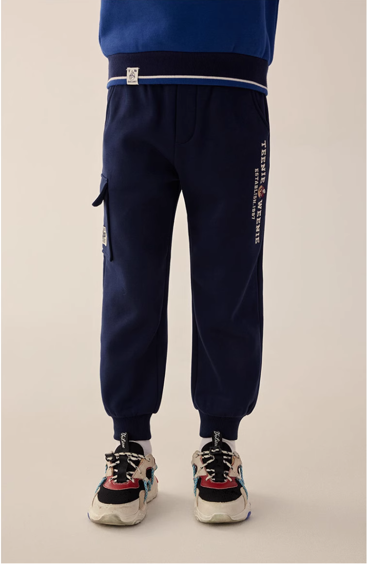 Bear children's clothing fall and winter new boys padded embroidery warm sweatpants sweatpants big boy breathable comfortable pants_voghion.com