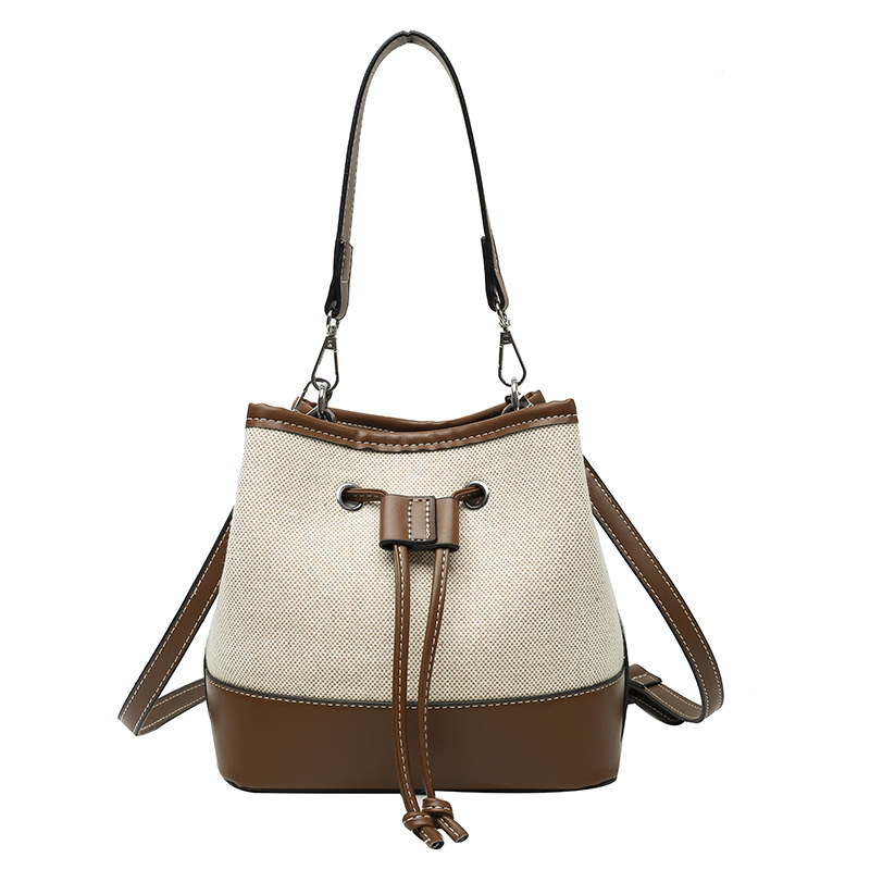 Bolsa feminina nova moda bolsa transversal oblíqua com cordão patchwork bolsa balde de lona_voghion.com