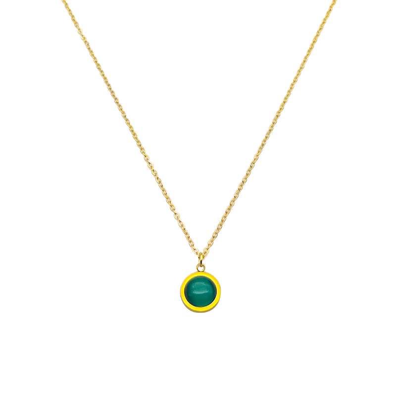 3-teiliges, elegantes, vergoldetes Set aus Armband, Halskette und Ohrringen mit grünem Chalcedon, geeignet für Damenpartys, Feiern und den Alltag_voghion.com