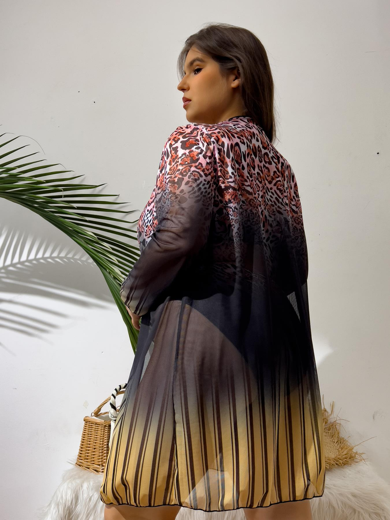 Large size long sleeved draped with sexy bikini swimsuit loose and comfortable three piece swimsuit_voghion.com