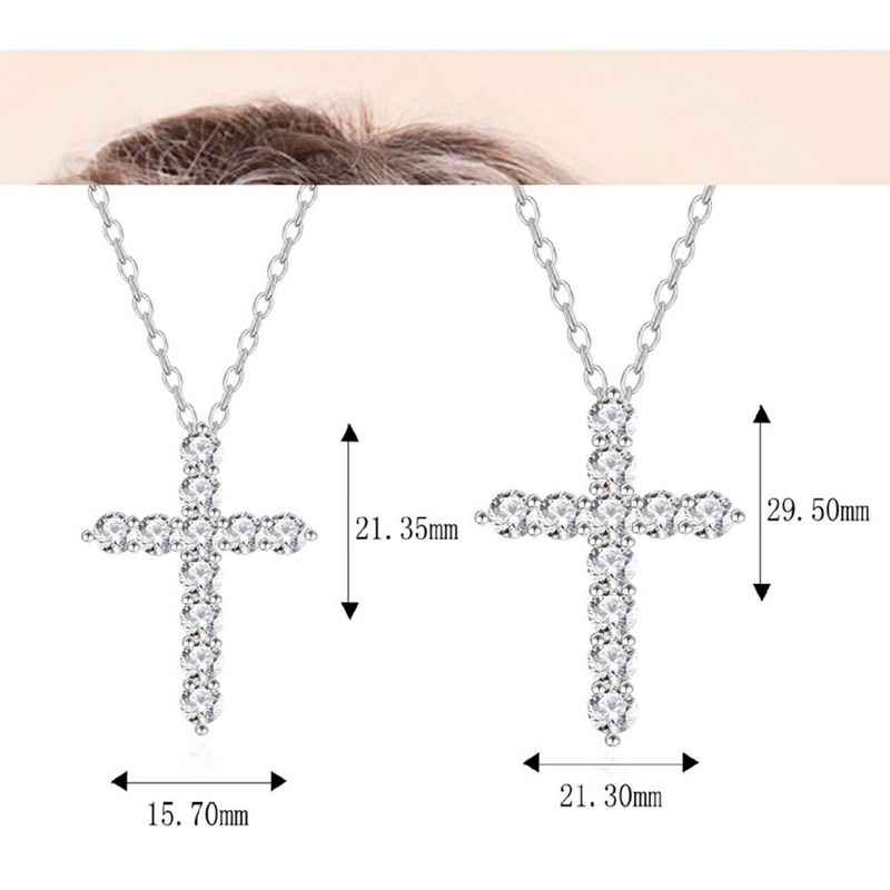 Collana con ciondolo a croce da donna in argento sterling con diamanti pieni e zirconi cubici, gioielli con strass per donne e ragazze, fede, speranza, amore_voghion.com