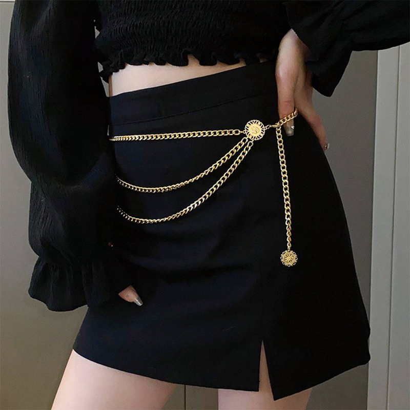 Exquisite and trendy multi-layer adjustable waist chain, gold fashionable and textured sweater chain, women's high-end and personalized accessories_voghion.com
