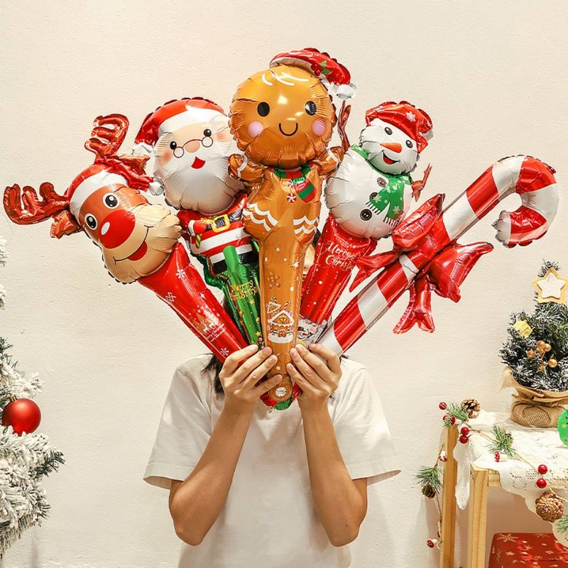 2set(5pcs/set) Christmas Foil Balloons Santa Claus Candy Gingerbread Man Christmas Balloons for Merry Christmas Decorations_voghion.com